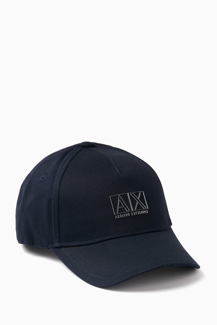 

AX Logo Baseball Cap in Cotton, Blue