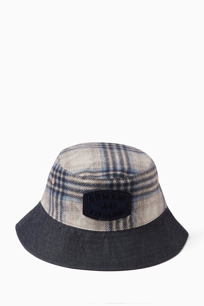 

Denim Love Plaid Bucket Hat, Blue