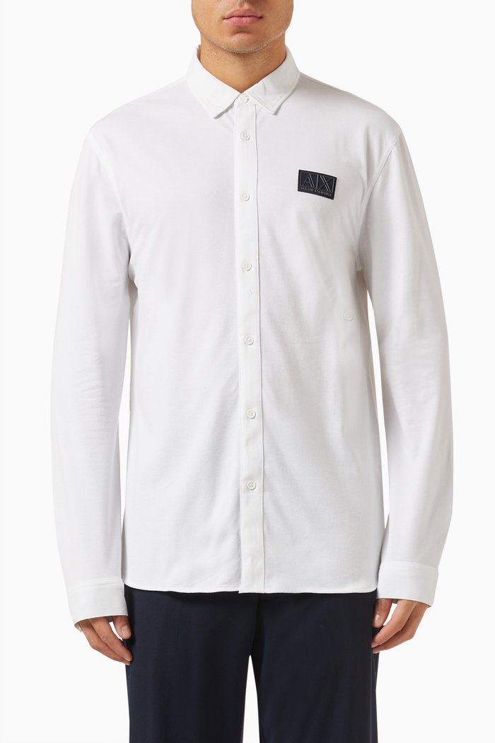 

Logo Tape Shirt in Stretch Cotton, White