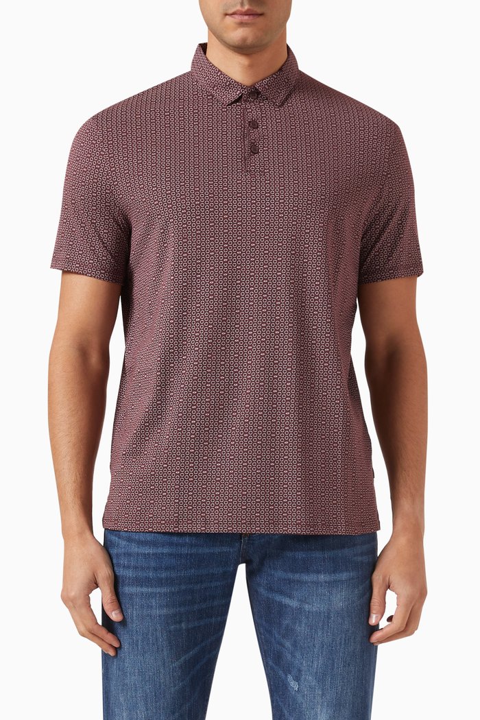 

All-over Logo-print Polo Shirt in Cotton, Burgundy