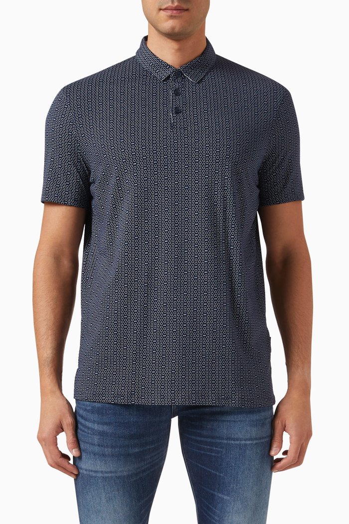 

All-over Logo-print Polo Shirt in Cotton, Blue
