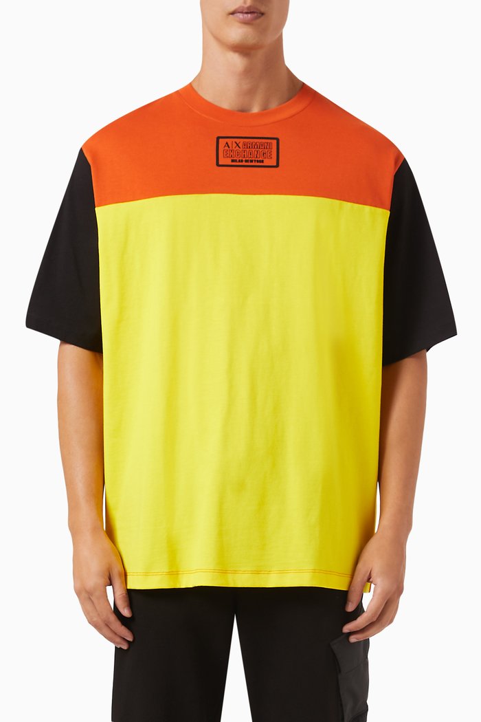 

Colour-block Logo Relaxed T-shirt in Cotton-jersey, Orange