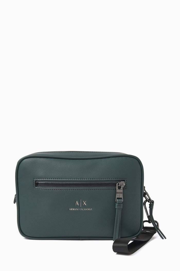 

AX Logo Beauty Case in Faux Leather, Grey