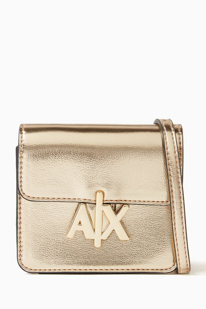 

Mini Metallic Crossbody Bag in Eco Leather, Gold
