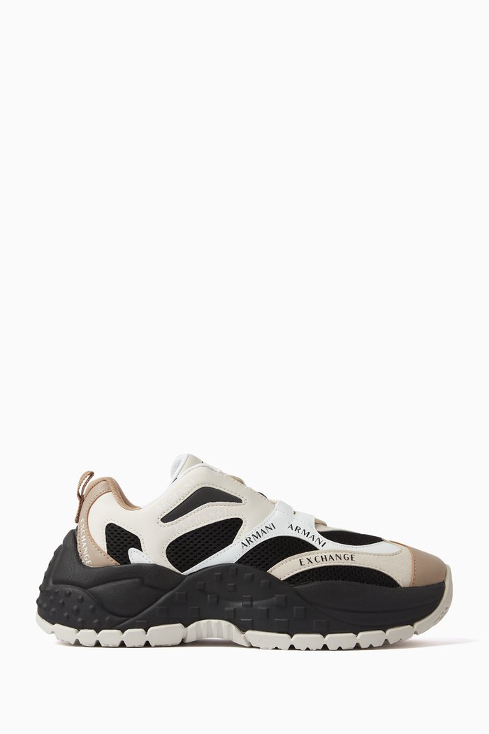 

Vedder Logo Sneakers in Leather and Mesh, Black