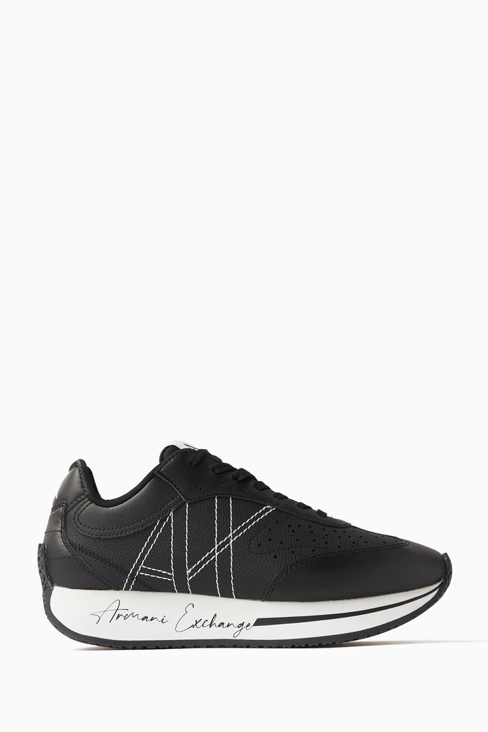 

Buddy AX Logo Sneakers in Faux Leather, Black