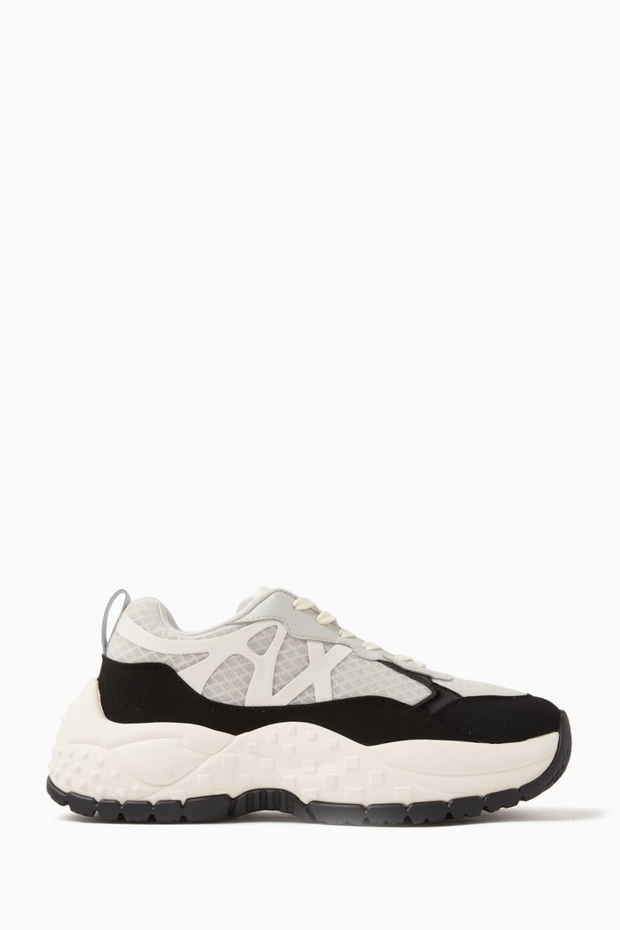Vedder Logo Sneakers in Suede and Mesh, Grey