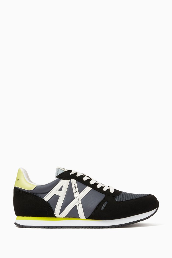 

Rio Bold Logo Sneakers in Eco-suede, Mesh & Nylon, Black