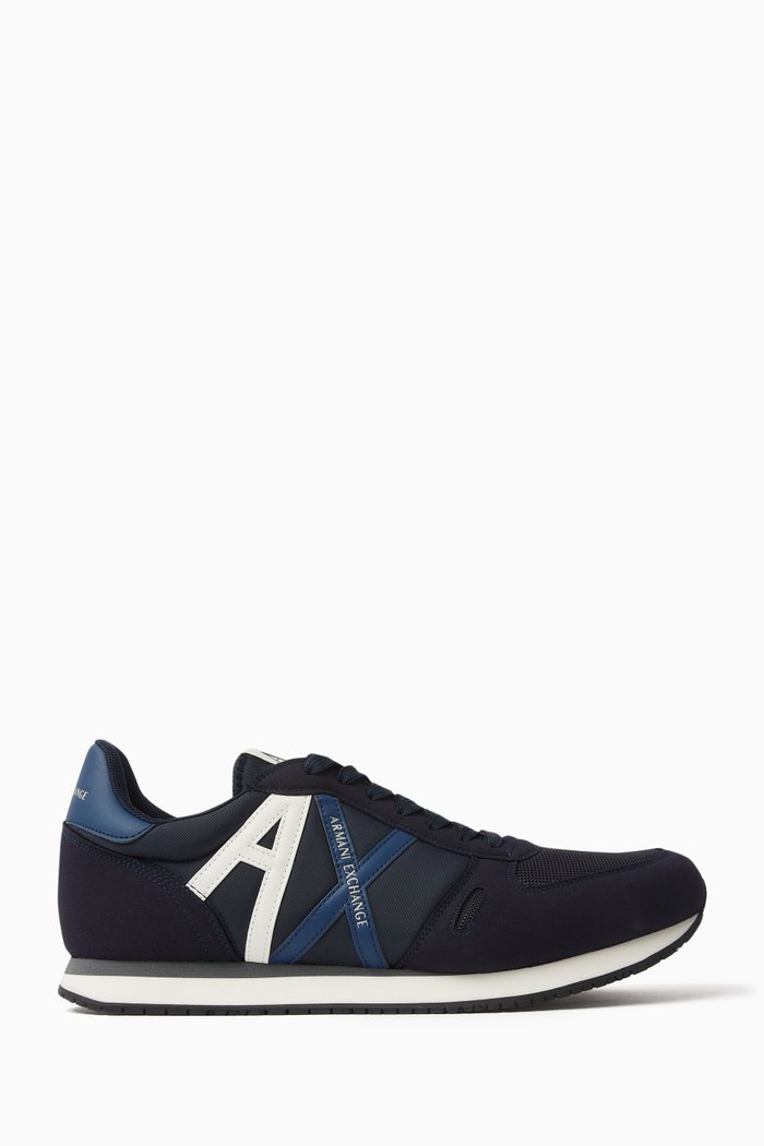 

Rio Bold Logo Sneakers in Eco-suede, Mesh & Nylon, Blue