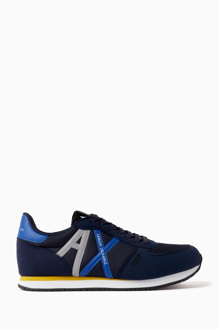 

Rio Bold Logo Sneakers in Eco-suede, Mesh & Nylon, Blue