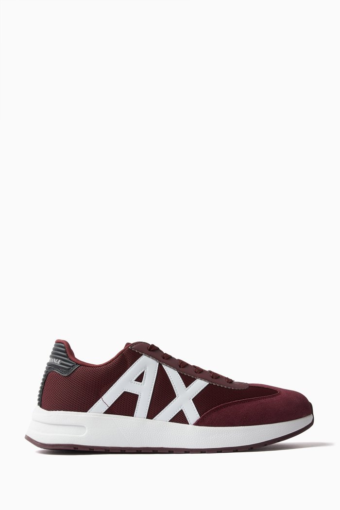 

Dusseldorf AX Logo Low-top Sneakers in Mesh, Burgundy