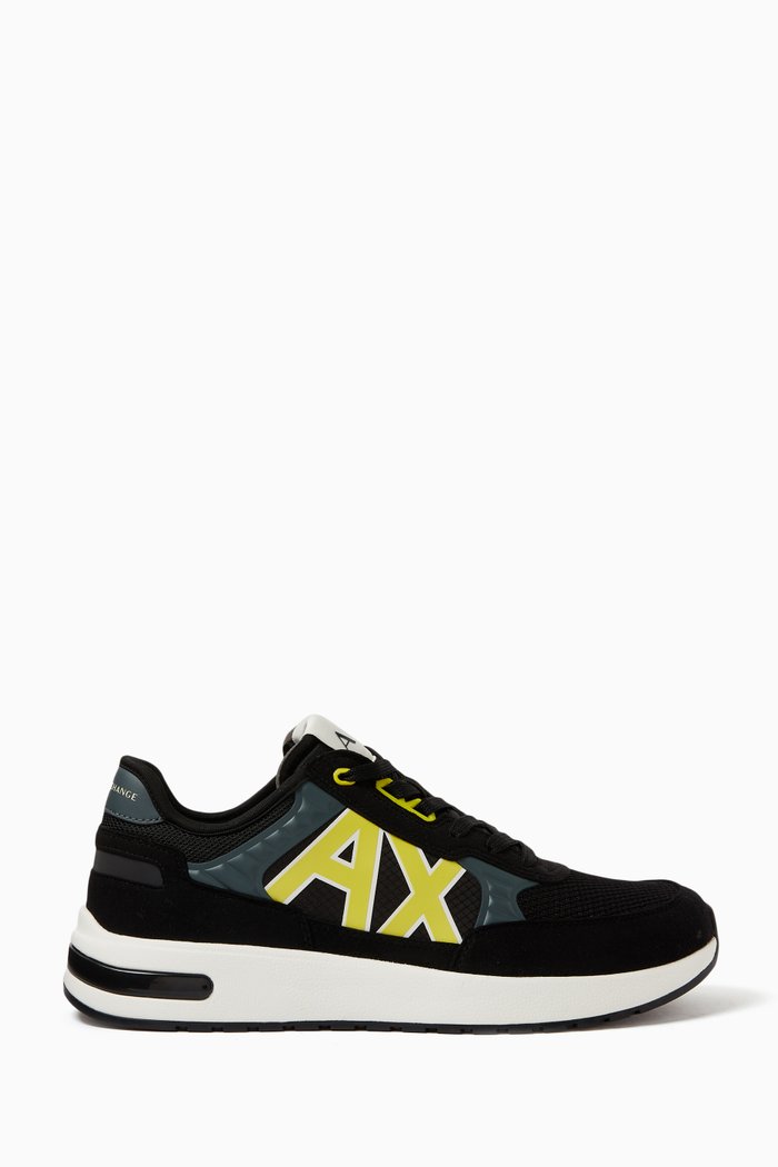 

Dusseldorf Logo Sneakers in Mixed Materials, Black