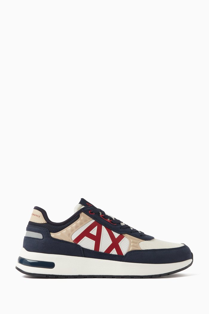 

Dusseldorf Logo Sneakers in Mixed Materials, Blue