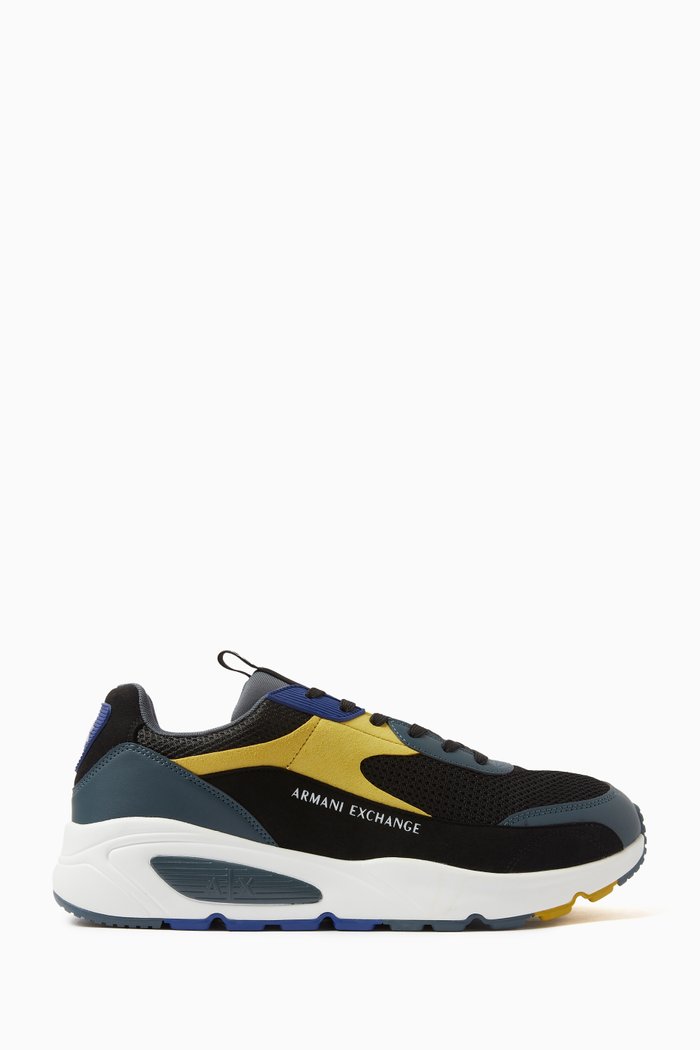 

Bronx Logo Sneakers in Mixed Materials, Black
