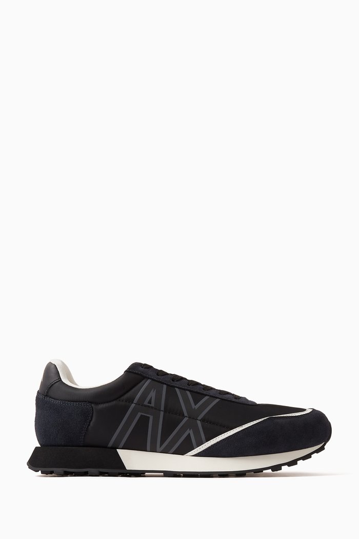 

Serg AX Bold Logo Sneakers in Faux Leather & Suede, Blue