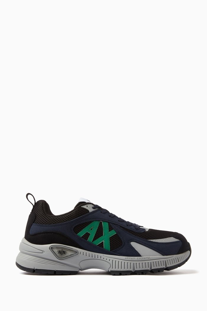 Speed AX Logo Low-top Sneakers in Mesh & Faux-suede, Blue