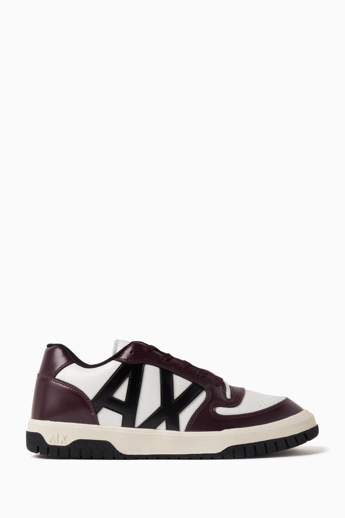 

Duck Logo Sneakers in Faux Leather, Burgundy
