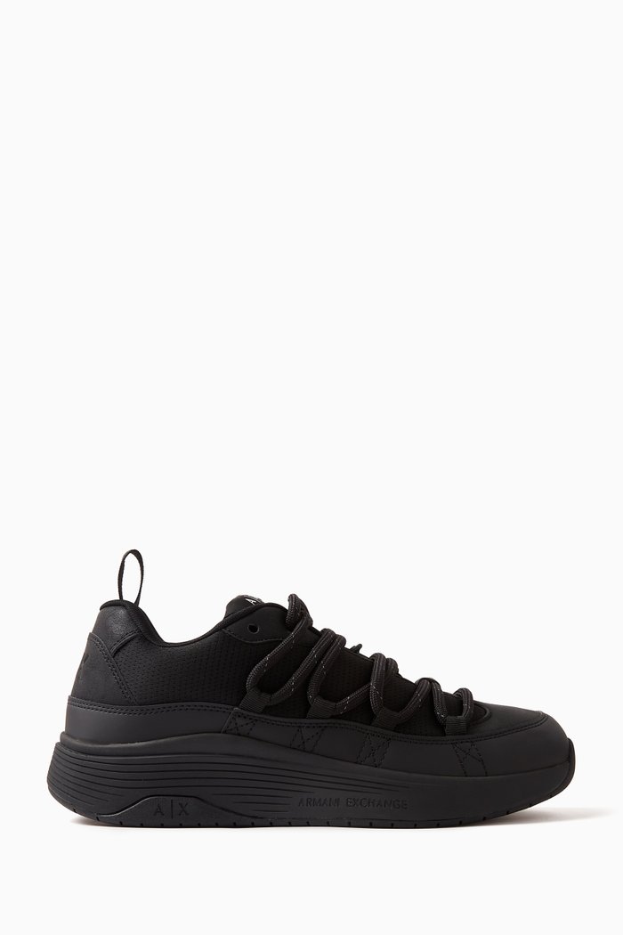 Comfy AX Logo Sneakers in Faux Leather, Black