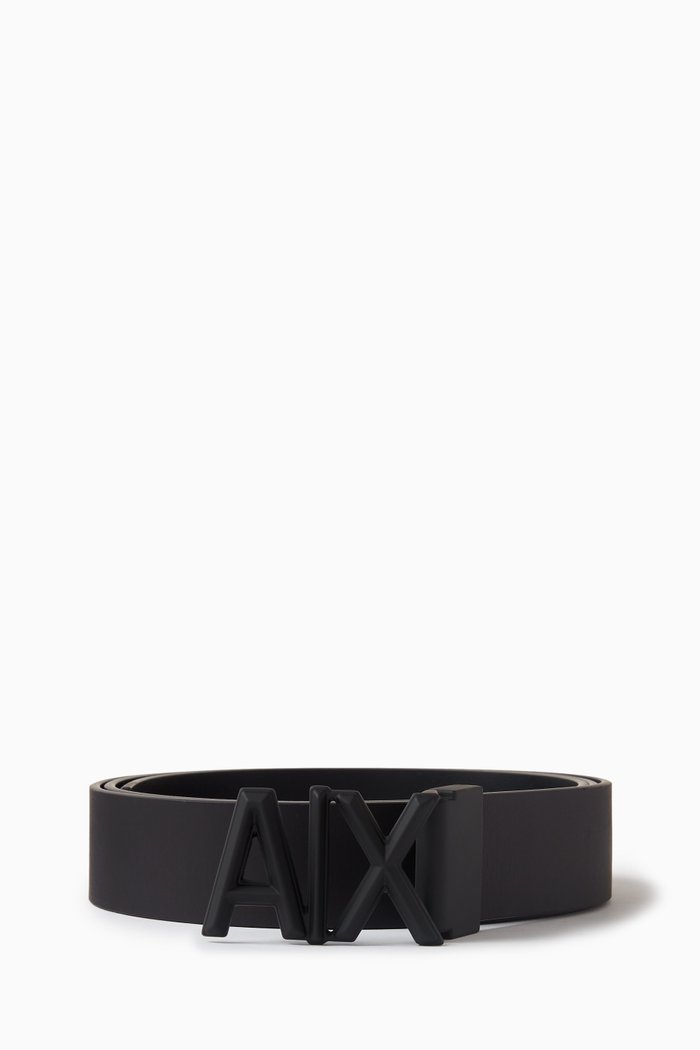 

Logo Belt in Recycled Leather, Black