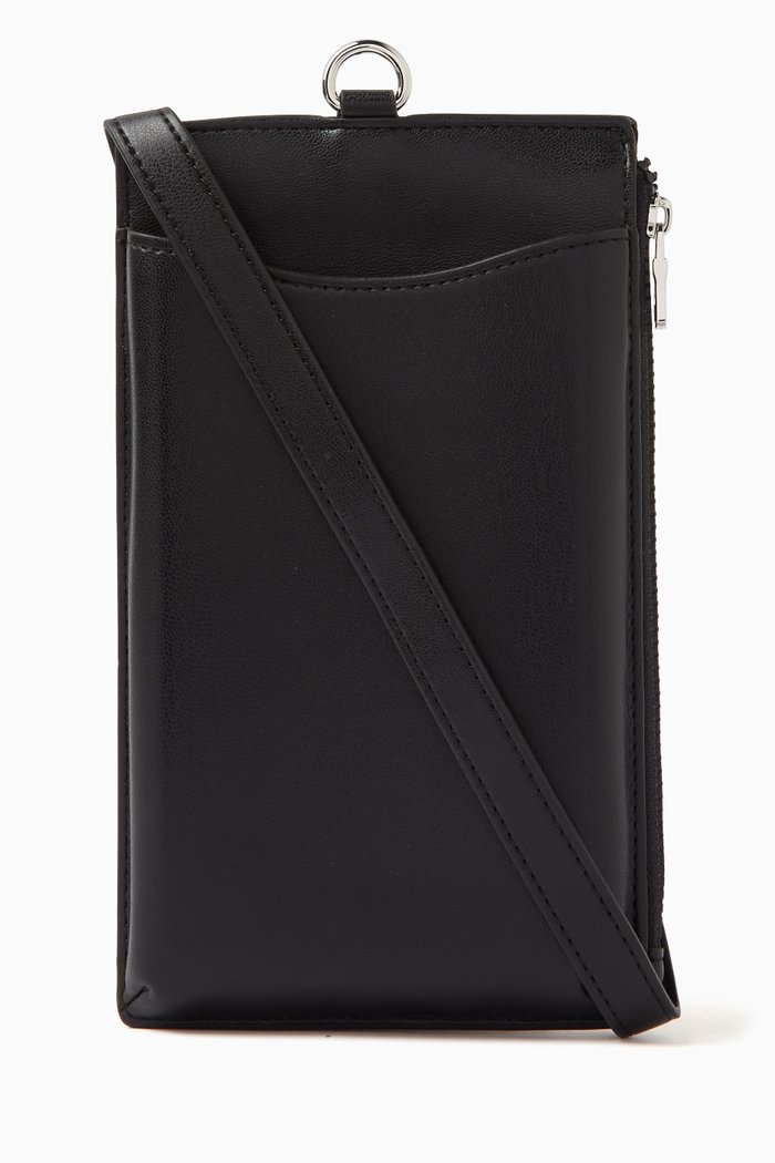AX Logo Phone Case in Faux Leather, Black
