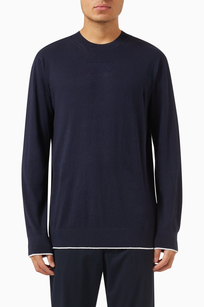 

Pullover Logo Sweatshirt in Cotton Blend, Blue