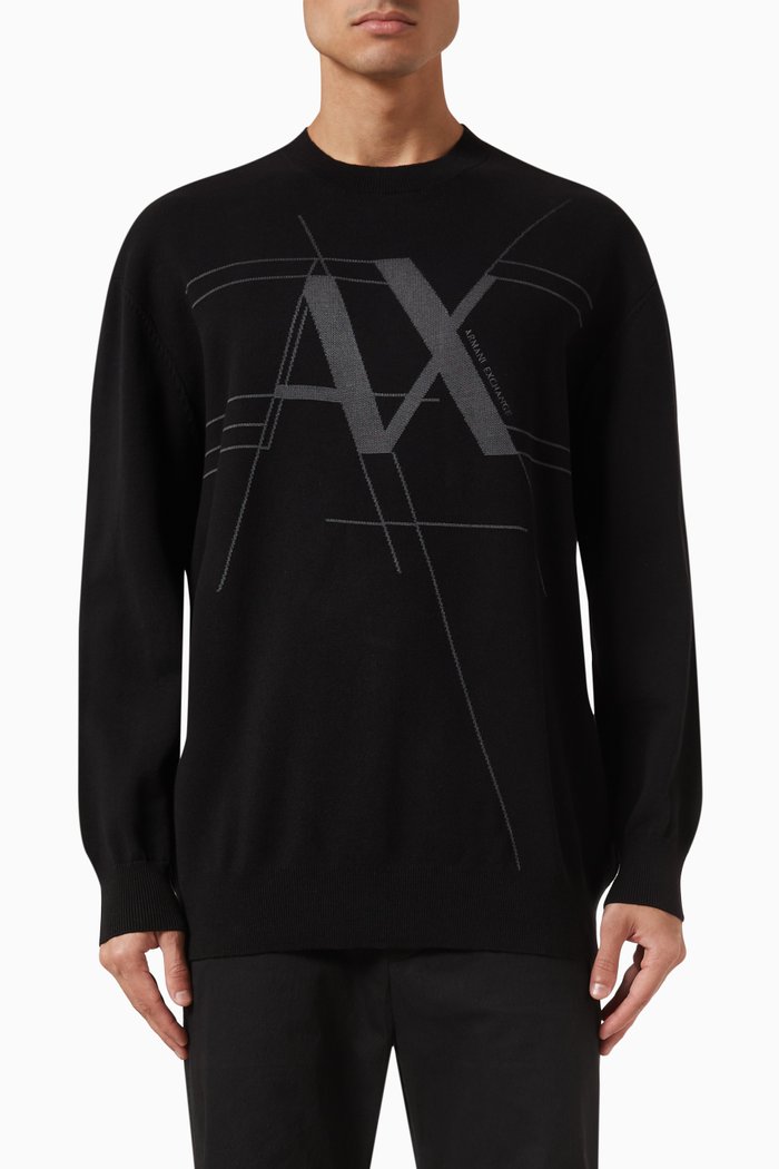 

Logo Sweater in Knitted Cotton, Black