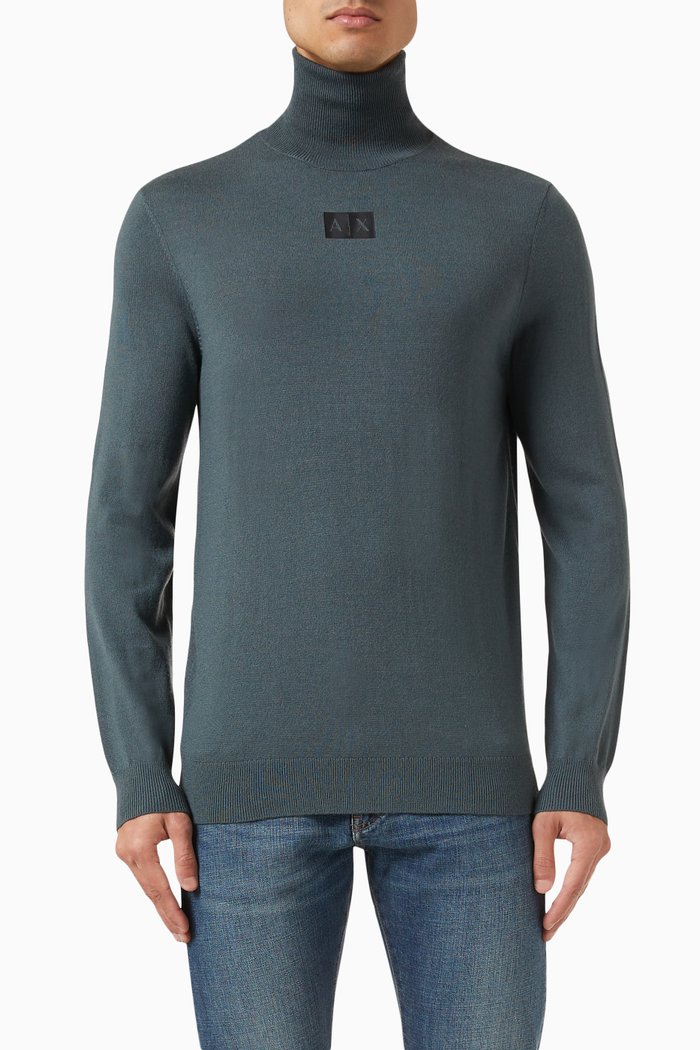 

Turtleneck Sweater in Wool, Grey