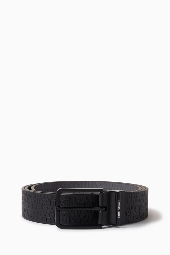

Reversible Logo-debossed Buckle Belt in Reclaimed Leather, Black