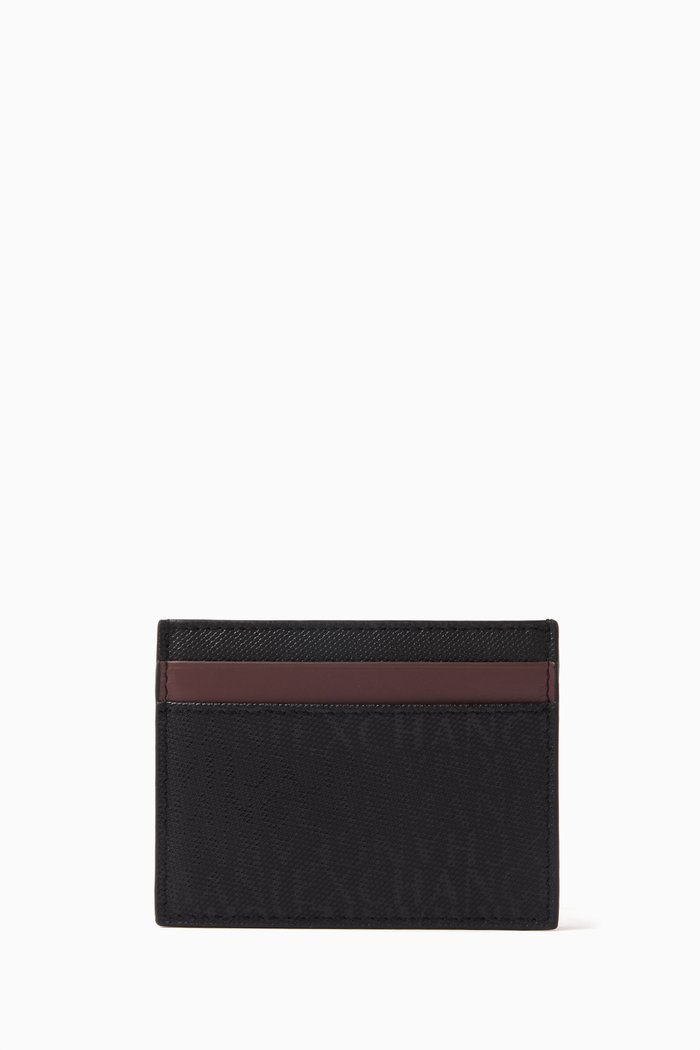 

AX Logo Card Case in Leather, Black
