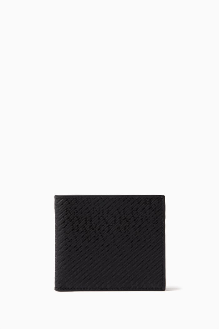 

AX Logo Bi-fold Wallet in Leather, Black
