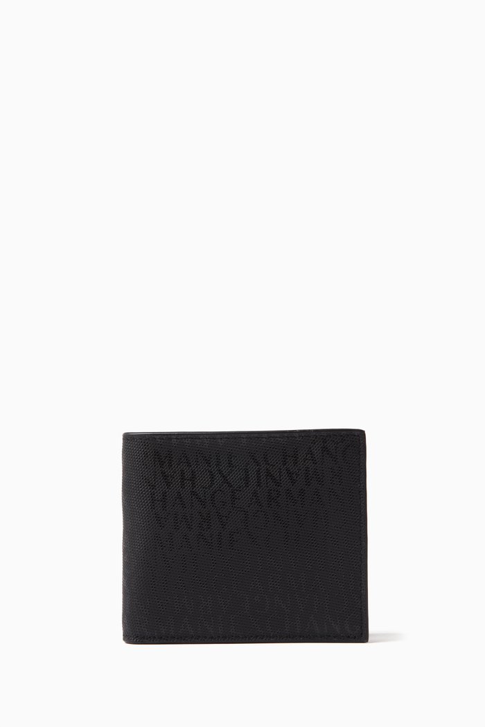 

AX Logo Bi-fold Coin Wallet in Leather, Black