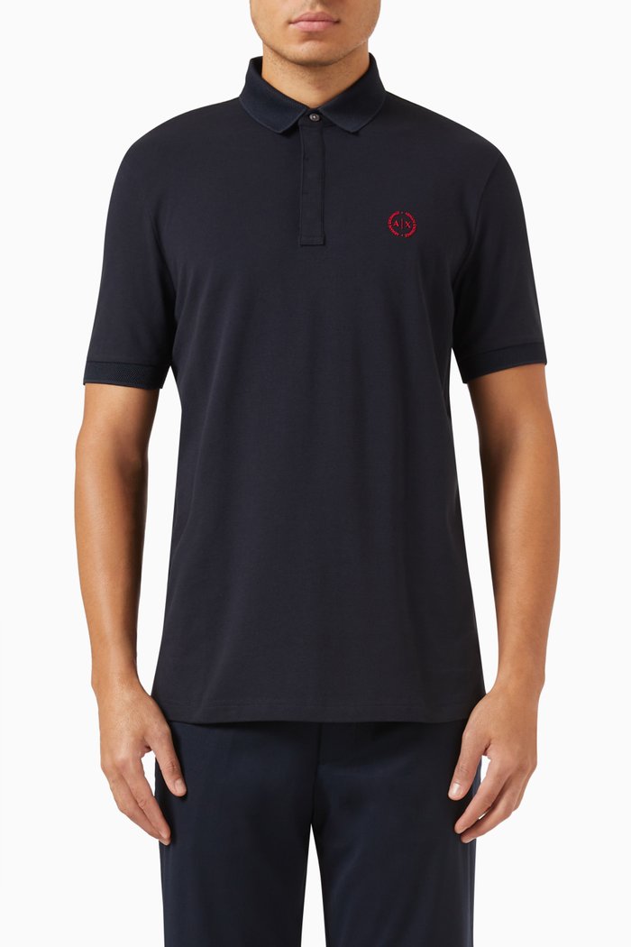 

F91 Logo Polo Shirt in Stretch Cotton-piqué, Blue