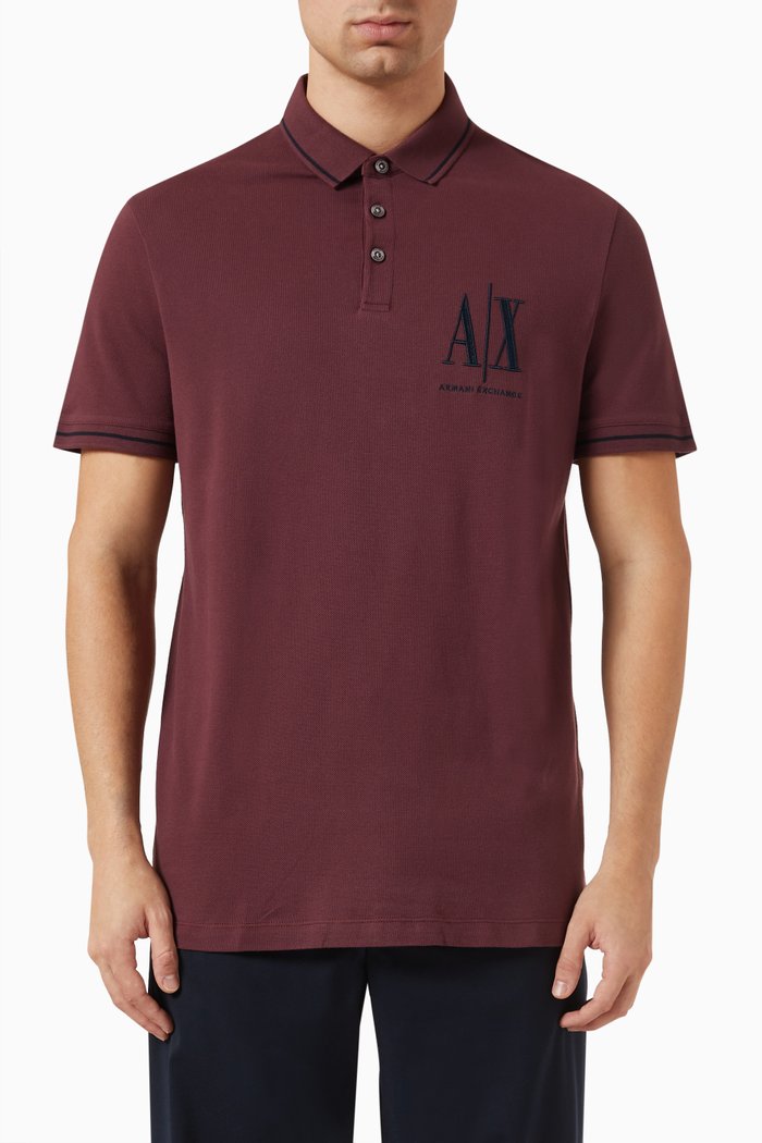 

Icon Logo Polo Shirt in Cotton-piqué, Burgundy
