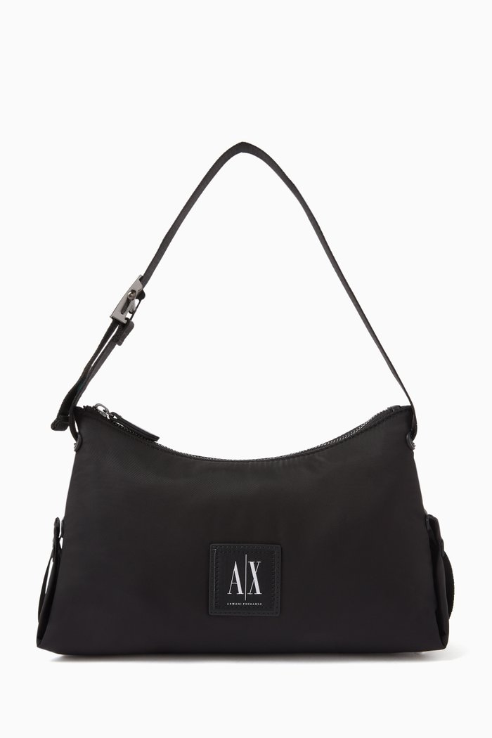 

Medium AX Logo Manhattan Shoulder Bag in Nylon, Black