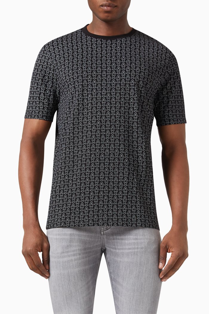 

Logo Print T-shirt in Cotton Jersey, Black