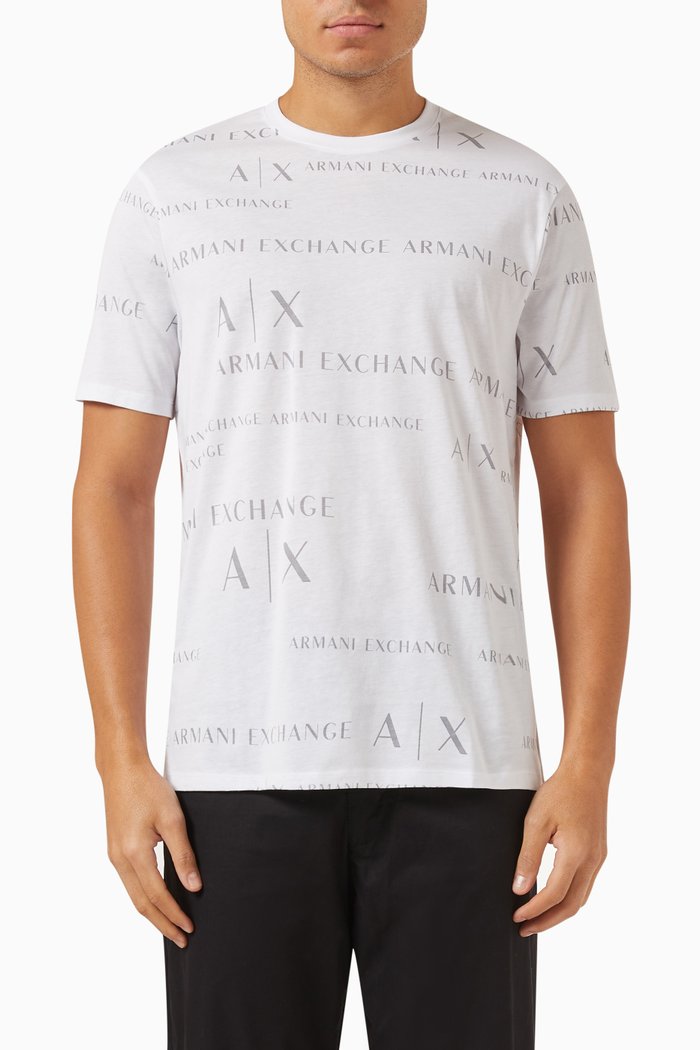 

All-over Logo Print T-shirt in Cotton Jersey, White