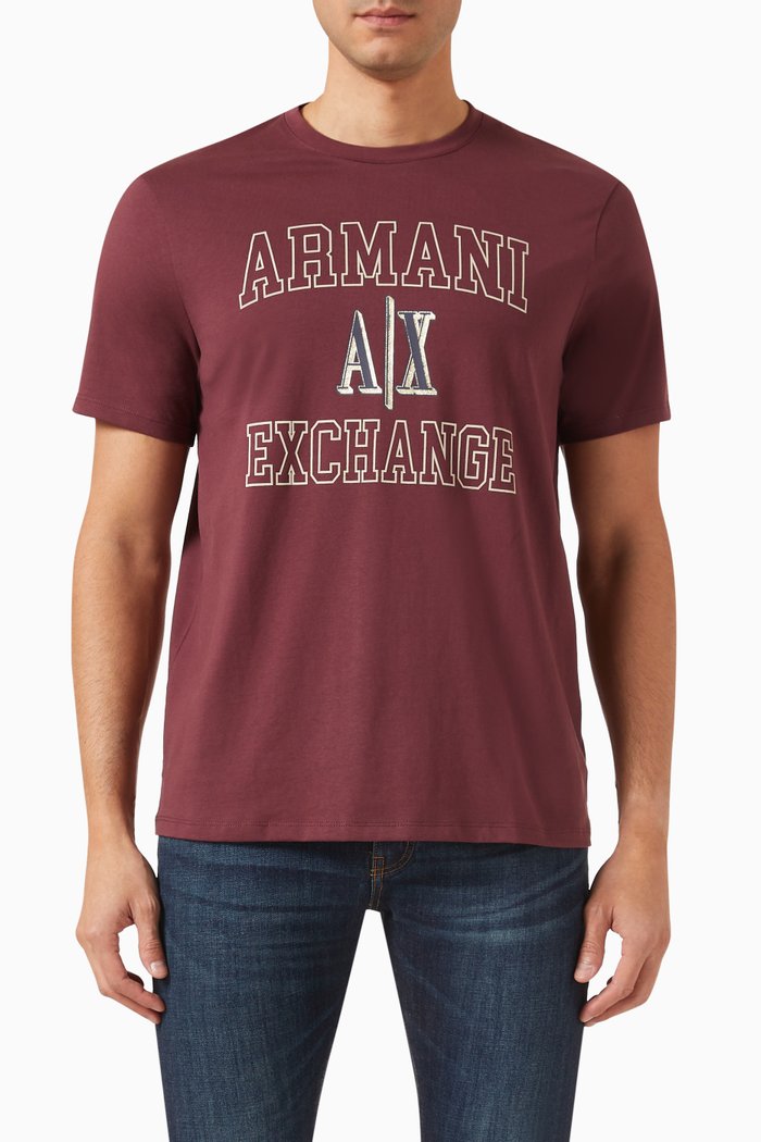 

AX Campus Logo T-shirt in Cotton-jersey, Burgundy