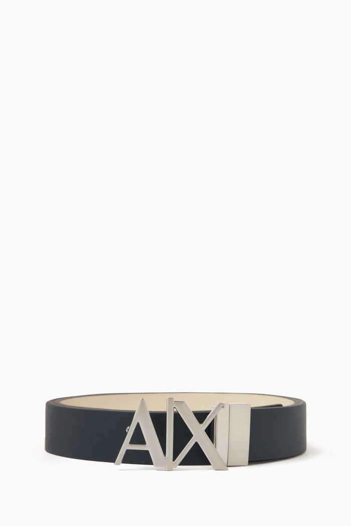 

AX Logo Buckle Belt in Leather, Multicolour