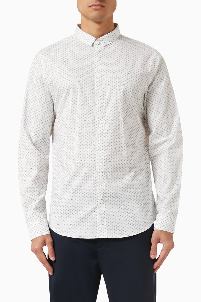 

All-over Print Shirt in Stretch-cotton, White