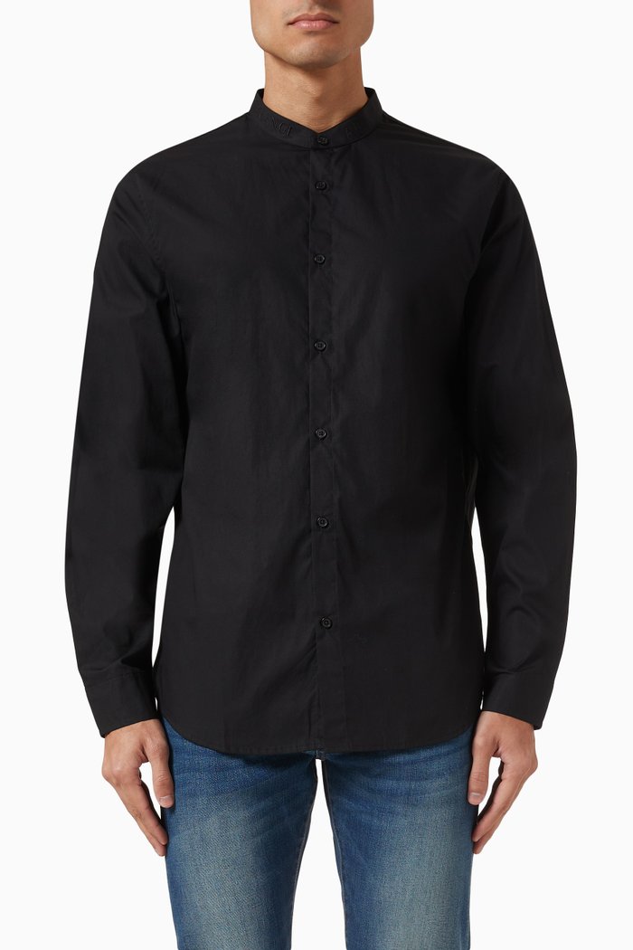 

Long-sleeve Shirt in Cotton Poplin, Black