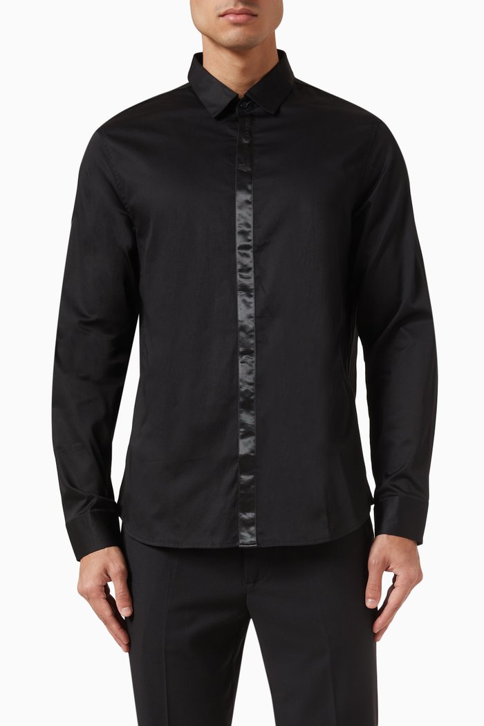 

Logo Tape Shirt in Cotton, Black