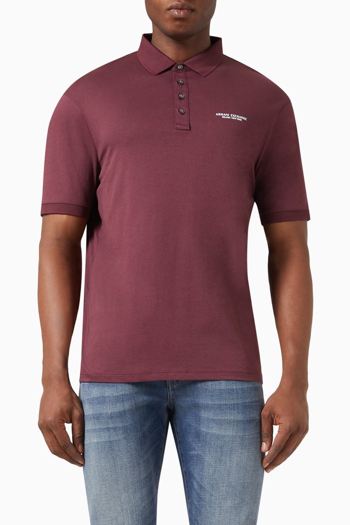 Logo Polo in Cotton, Burgundy