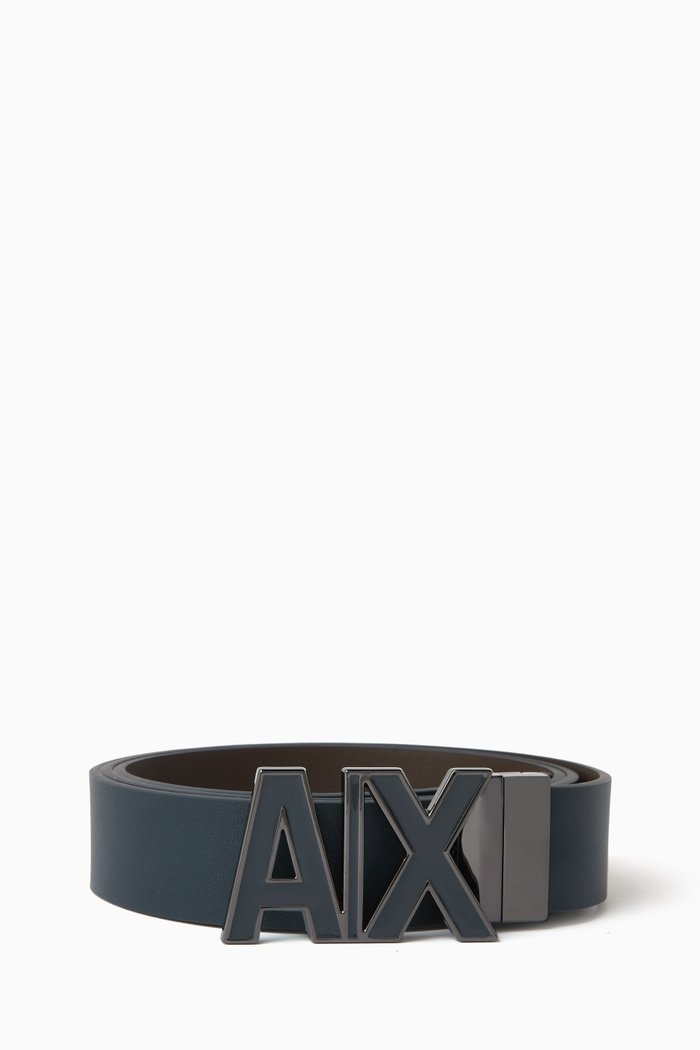 

Reversible Logo Belt in Bovine Leather, Blue