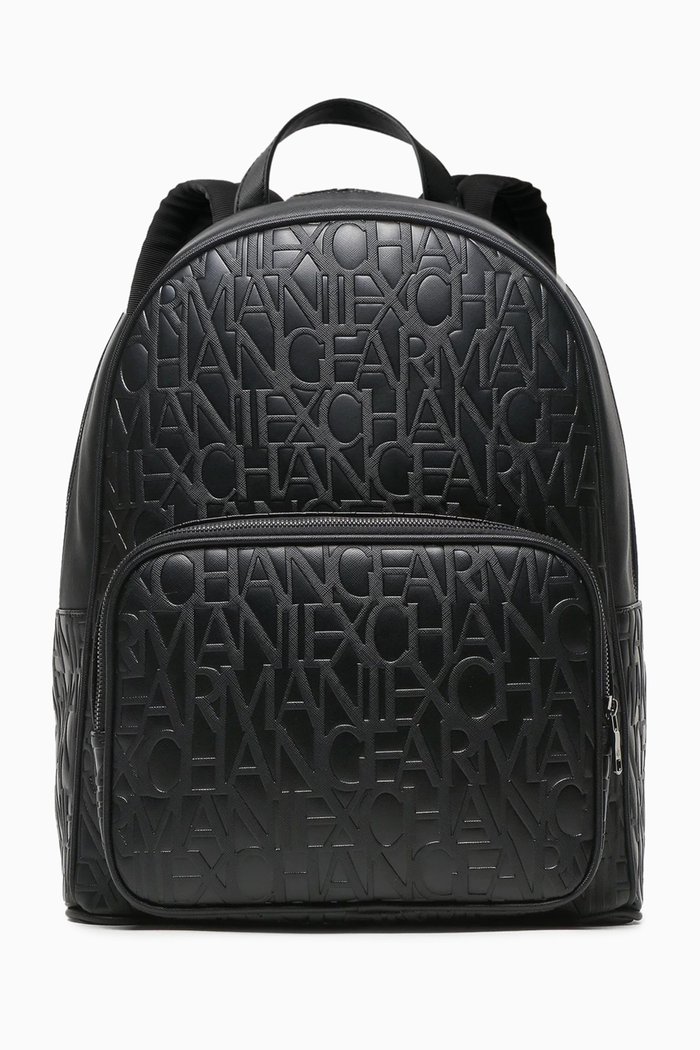 

Embossed Logo Backpack in Nylon, Black