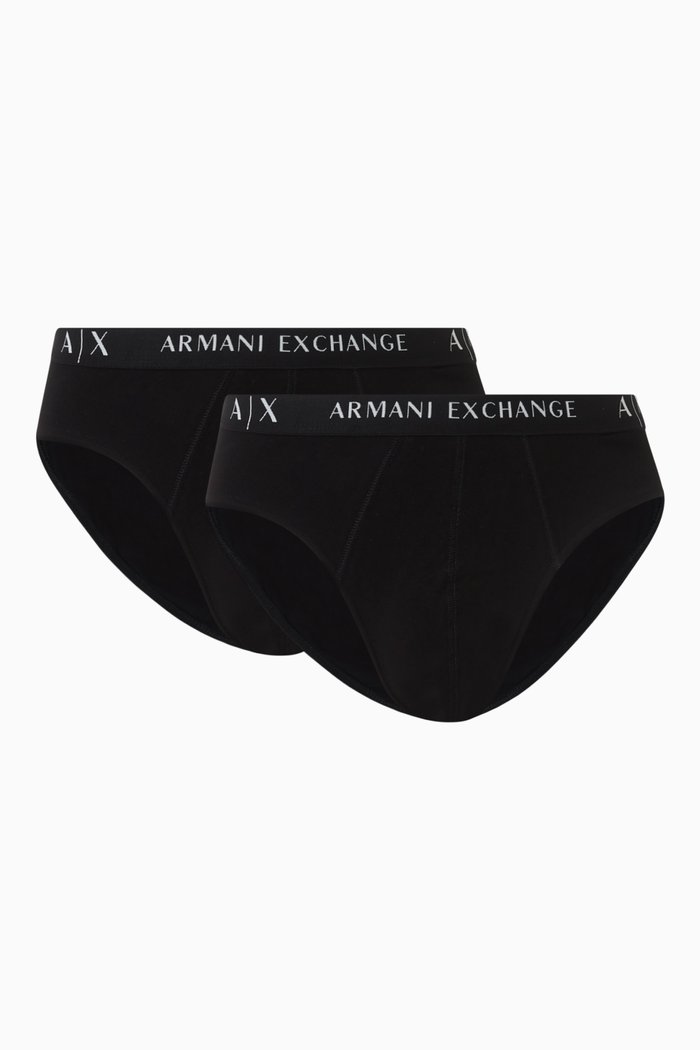 Logo Briefs in Stretch Cotton, Set of 2, Black
