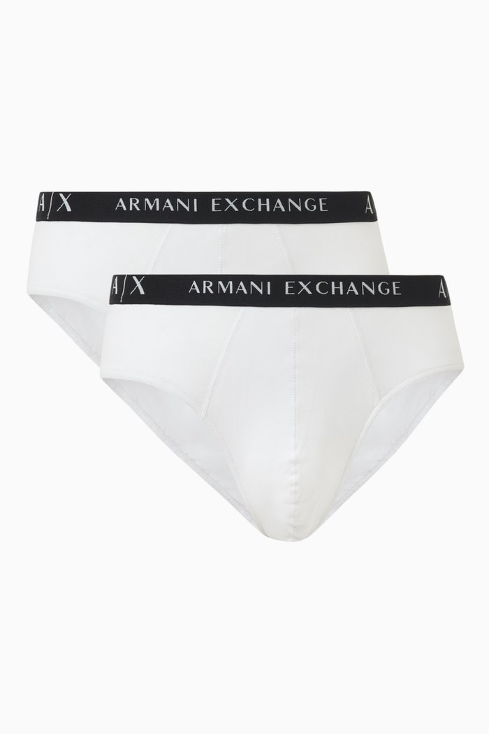 Logo Briefs in Stretch Cotton, Set of 2, White