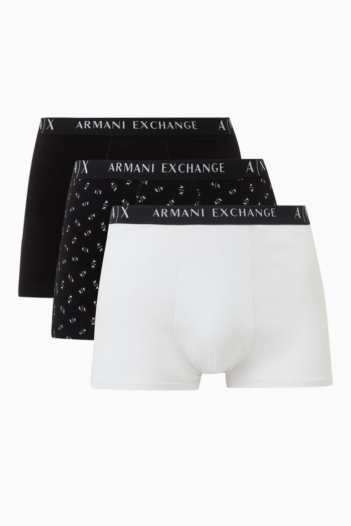 Logo Boxers in Stretch Cotton Jersey, Set of 3, White