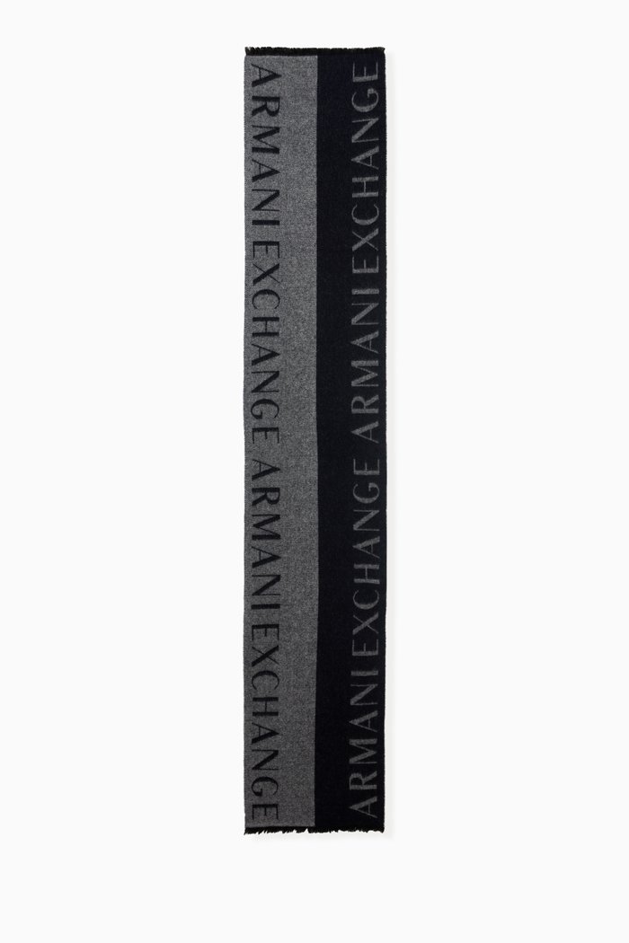 

Logo Scarf in Wool Blend, Blue