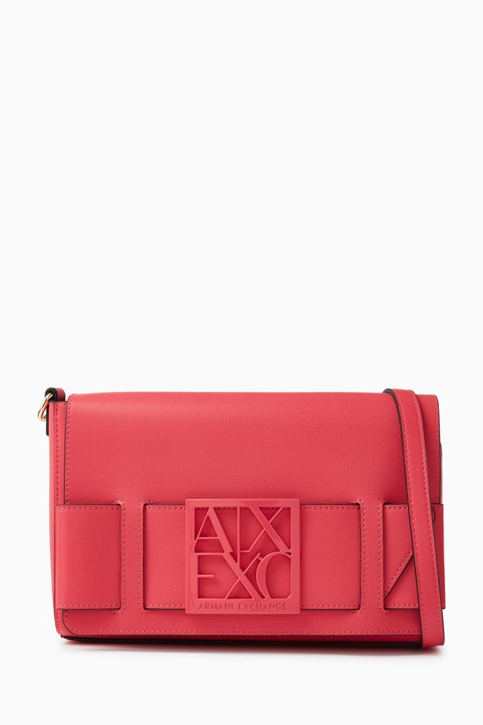 

Medium Susy Logo-applique Crossbody Bag in Faux Leather, Pink