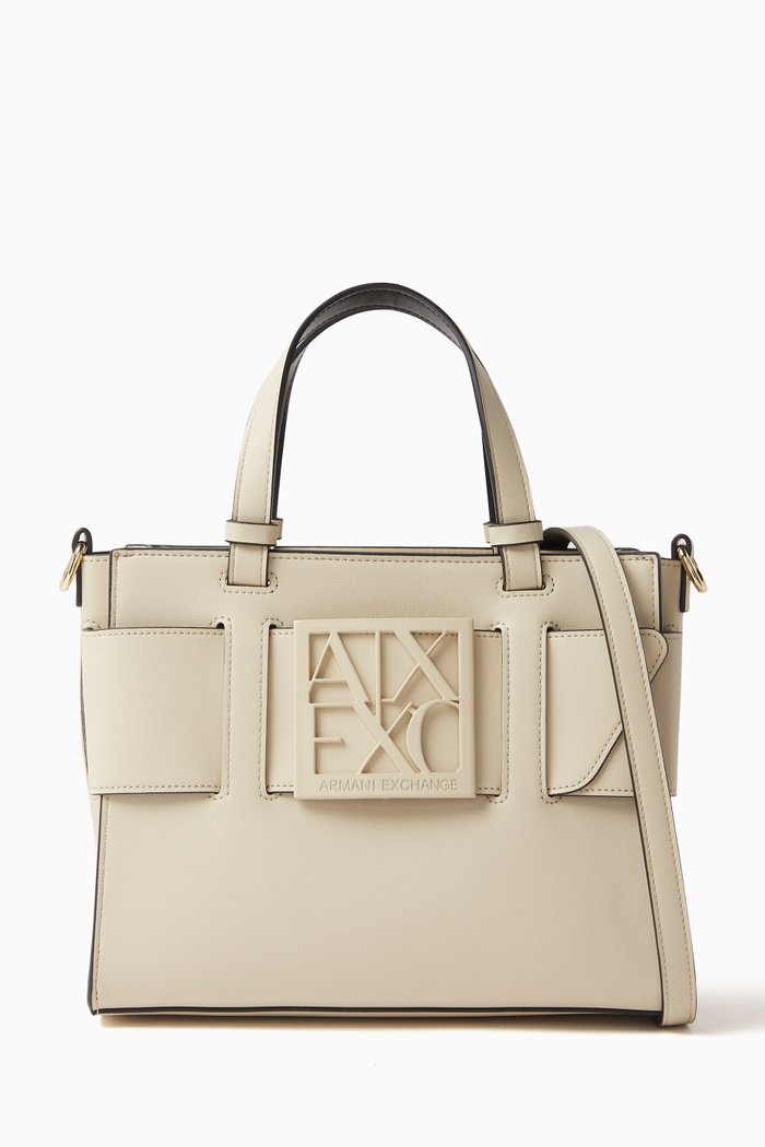 

Medium Susy Tote Bag in Faux Leather, Neutral